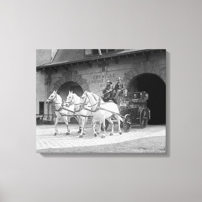 Horse-Drawn Fire Engine, 1922 Canvas Print (Front)