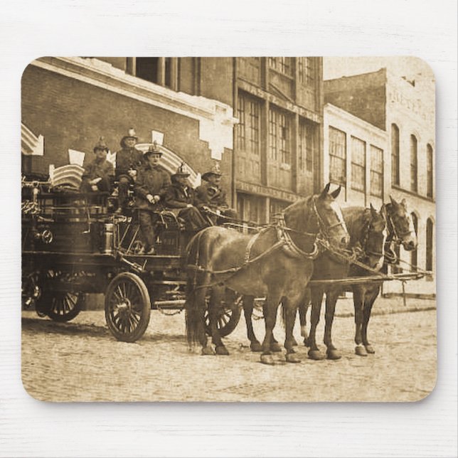 Horse Drawn Fire Engine Vintage Mouse Pad (Front)