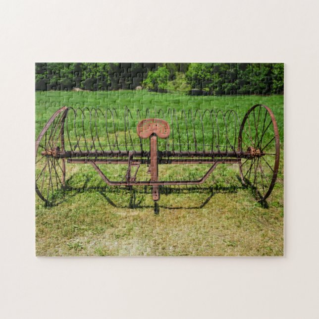 Horse Drawn Hay Rake Jigsaw Puzzle (Horizontal)