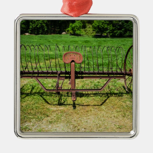 Horse Drawn Hay Rake Metal Ornament (Front)