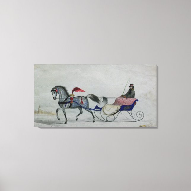 Horse Drawn Sleigh Canvas Print (Front)