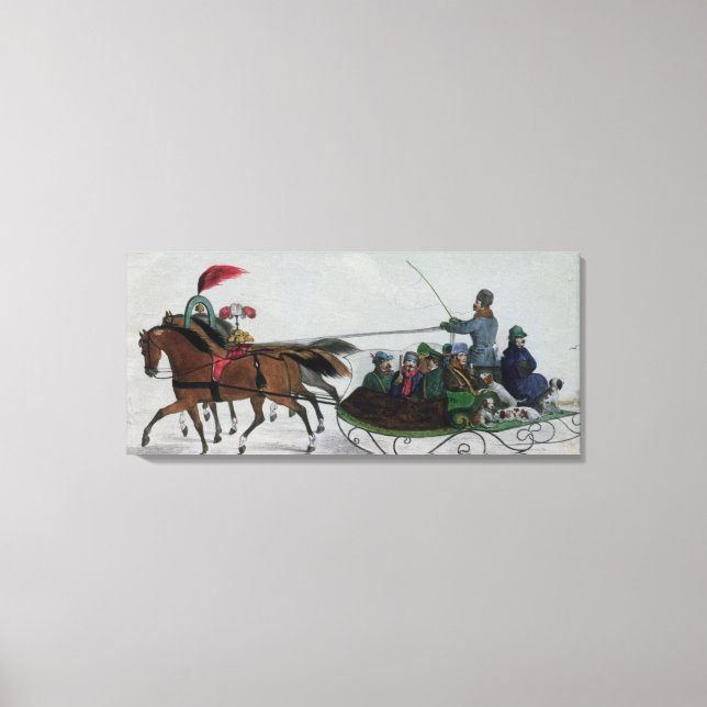 Horse Drawn Sleigh Canvas Print (Front)