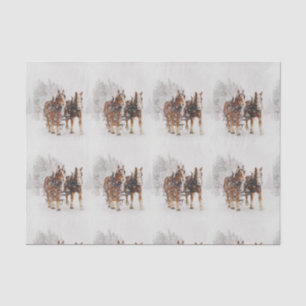 Horse Drawn Sleigh Christmas Scene Tissue Paper