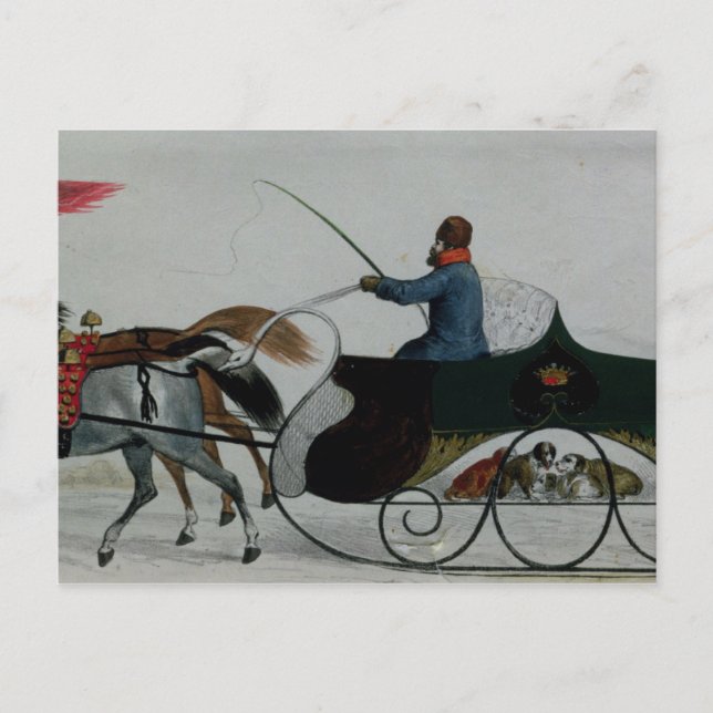 Horse Drawn Sleigh Postcard (Front)