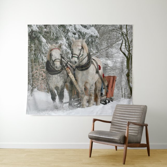 Horse drawn Sleigh Ride Tapestry (In Situ (Horizontal))