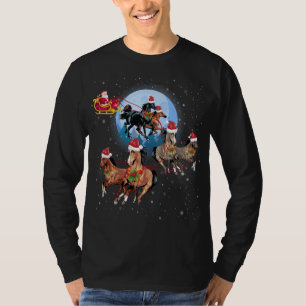 Horse Drawn Sleigh Riding Santa Claus Xmas Horses T-Shirt
