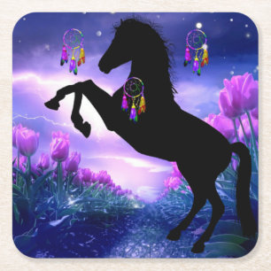 Horse Dreamcatcher Square Paper Coaster