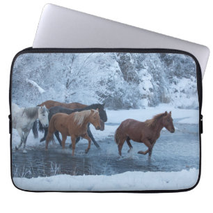 Horse Drive in Winter Laptop Sleeve