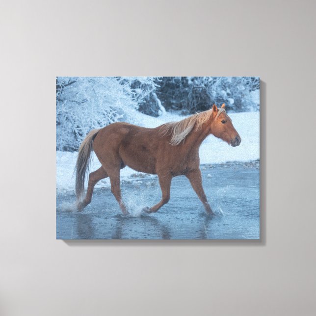 Horse Drive in Winter on Hideout Ranc Canvas Print (Front)