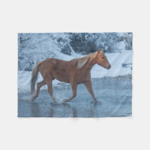Horse Drive in Winter on Hideout Ranc Fleece Blanket