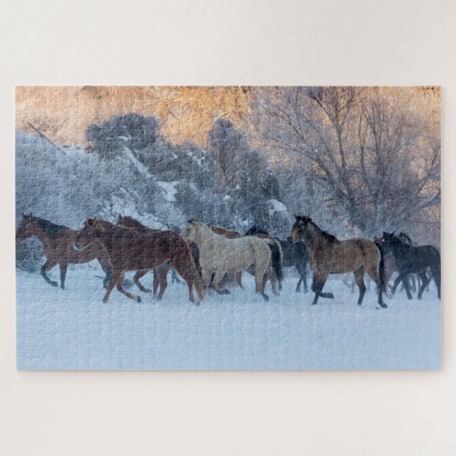 Horse Drive in Winter on Hideout Ranch Jigsaw Puzzle (Horizontal)