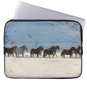 Horse Drive in Winter on Hideout Ranch Laptop Sleeve