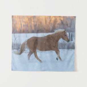 Horse Drive in Winter on Hideout Ranch Tapestry