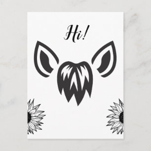 Horse Ears Sunflowers Minimalist Design Postcard