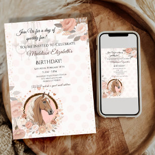 Horse Elegant Birthday  Invitation