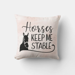 Horse Equestrian Pony Cowboy Western Blush Pink Throw Pillow