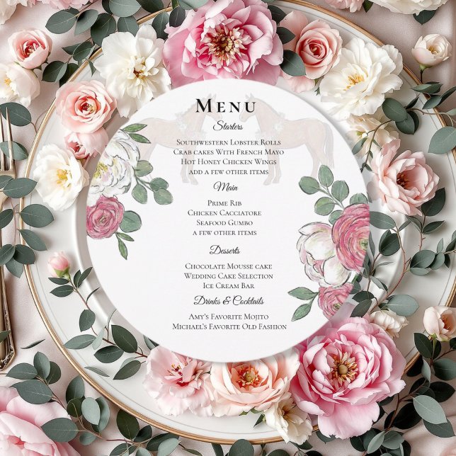 Horse Equestrian Wedding Menu (A romantic and festive wedding suite inspired by a cozy French countryside.)