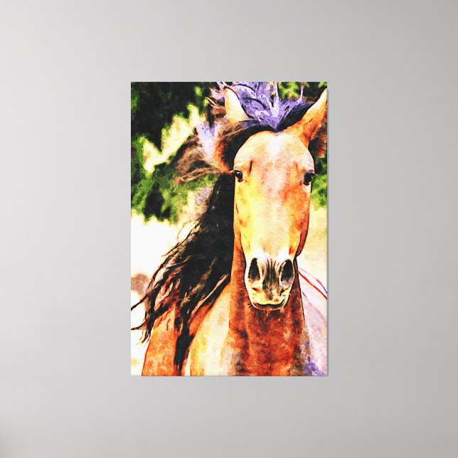 *~* Horse Equine AR22 Black Mane Art Canvas Print (Front)