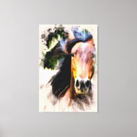 *~* Horse Equine AR22 Black Mane Wall Canvas Print