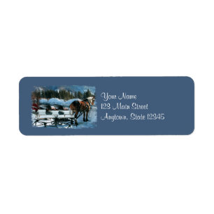 Horse Et Dormir Noël Retourner Adresse Étiquettes