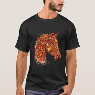 Horse Face Fall Leaves Thanksgiving Day Horseback  T-Shirt