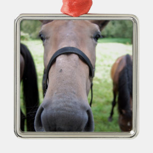 Horse face metal ornament
