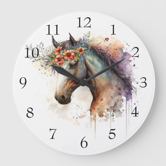 Horse face with flower wreath                      large clock (Front)