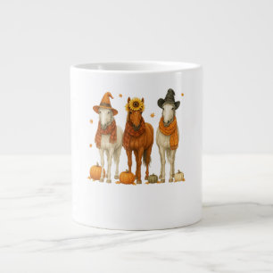 Horse Fall Western Autumn Horse with Leaves Eq Large Coffee Mug