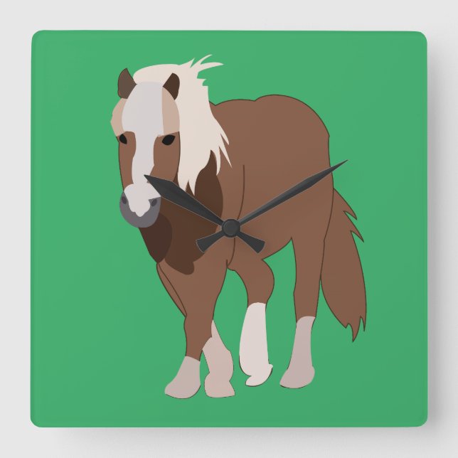 Horse Farm Animal Square Wall Clock (Front)