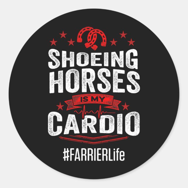 Horse Farrier Flag Work Tool Horseshoe Hoof Trimmi Classic Round Sticker (Front)