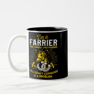 Horse Farrier Hero Horseshoe Hoof Trimming Equine  Two-Tone Coffee Mug