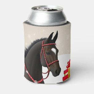 Horse Festive in Christmas theme Can Cooler