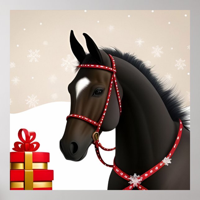 Horse Festive in Christmas theme Poster (Front)