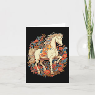 Horse Flower Floral Horseback Riding Equestrian Card