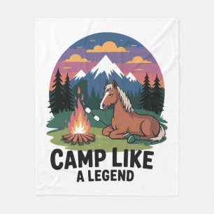 Horse Flowers Round Fleece Blanket