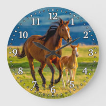 Horse & Foal Wall Clock