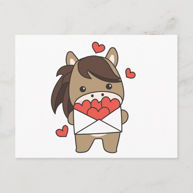  Horse For Valentine's Day Cute Animals Heart Postcard (Front)