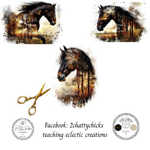 Horse Forest Double Exposure Decoupage Wrapping Paper Sheet