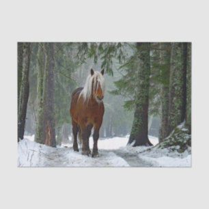 Horse Forest Snow Watercolor Tissue Paper