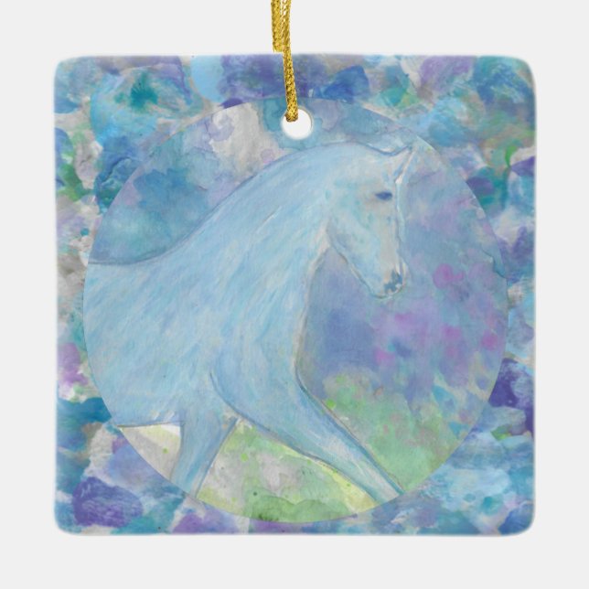 Horse Forward Dream Circle with Teal Art Ornament (Front)