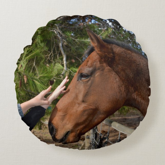 Horse Friend Forever,  Round Pillow (Front)