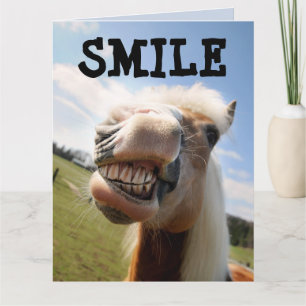 HORSE FUNNY SMILE BIRTHDAY BIG GREETING CARD