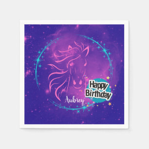 Horse Galaxy Happy Birthday Personalized  Napkin