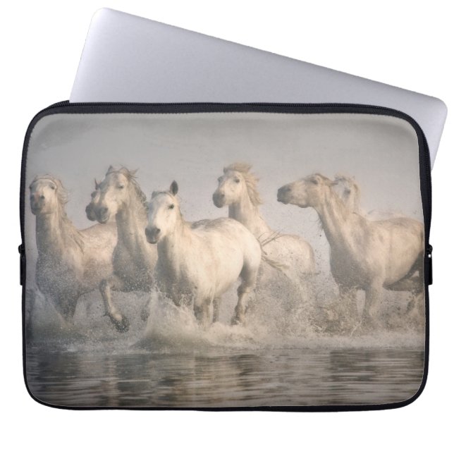 Horse Galloping in the Mediterranean Water Laptop Sleeve (Front)