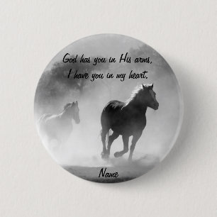 Horse Galloping Out of the Mist 2 Inch Round Button