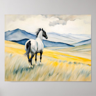 Horse Gazing Over Scenic Landscape Poster
