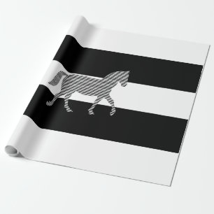 Horse - geometric pattern - black and white. wrapping paper