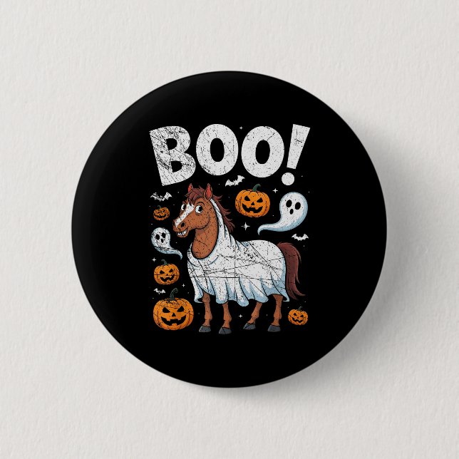Horse Ghost Costume Funny Equestrian Horses Lover  2 Inch Round Button (Front)