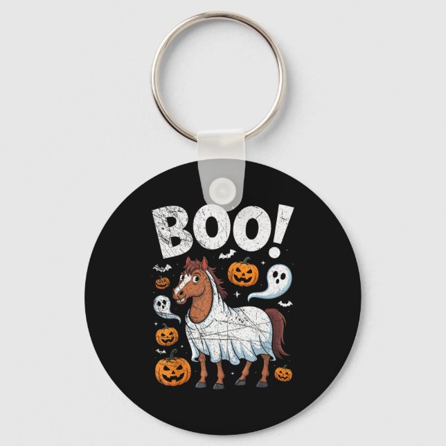 Horse Ghost Costume Funny Equestrian Horses Lover  Keychain (Front)