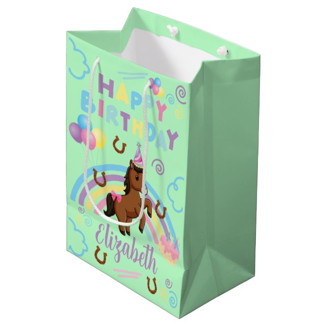 Horse Gift Bag in Green (Front Angled)